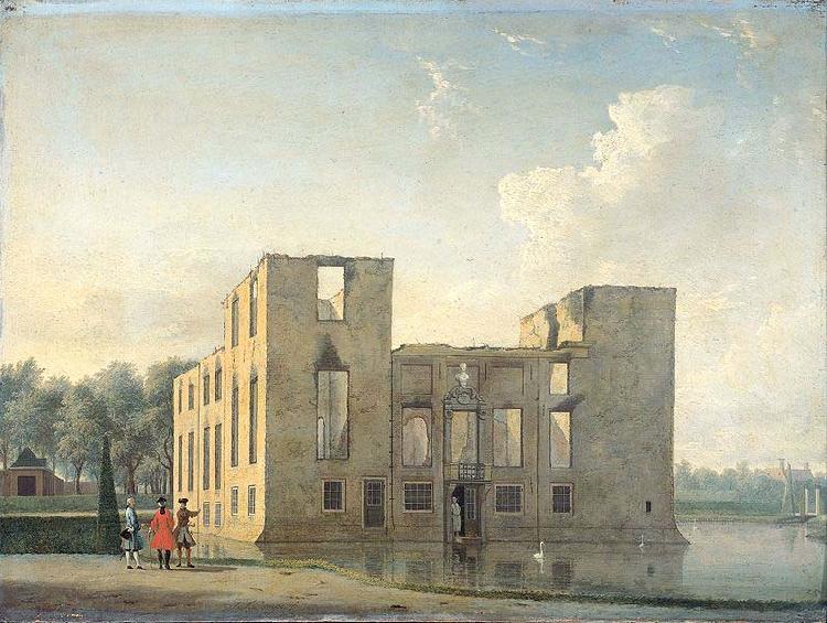 Jan ten Compe Berckenrode Castle in Heemstede after the fire of 4-5 May 1747: rear view. oil painting picture